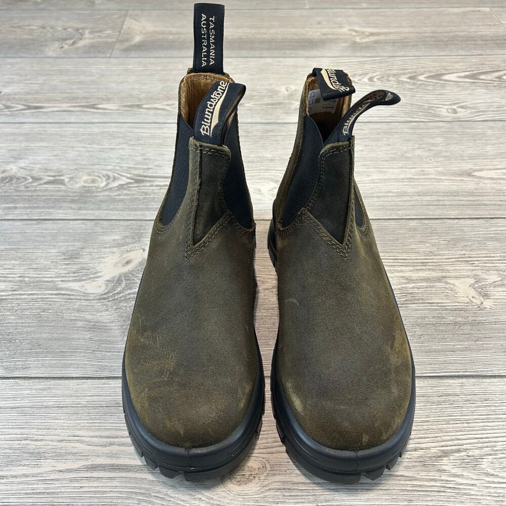 Blundstone 1615 Original Chelsea Boots Dark Olive Suede NWT Size 6.5 - Picture 9 of 11
